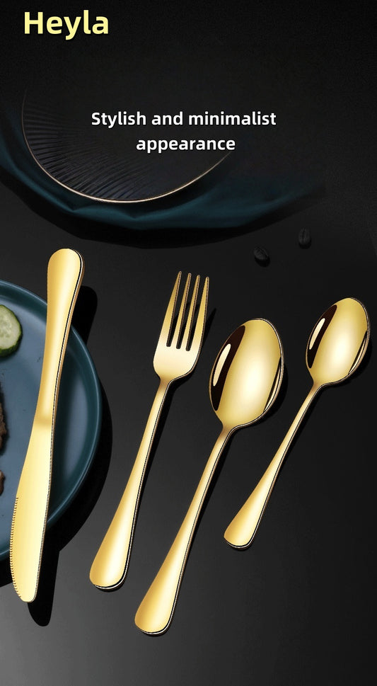 Heyla Stainless steel cutlery set, suitable for 6 people, suitable for knives, forks, and spoons in homes and restaurants